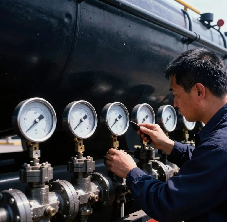 Precision pressure gauge and fuel inspection terminal testing in UAE refinery